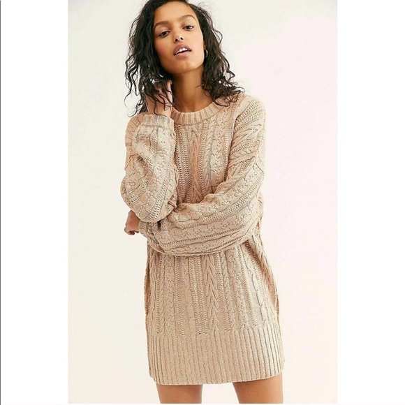 Free People Dresses & Skirts - Free People Good as Gold Sweater Dress Cream Puff
